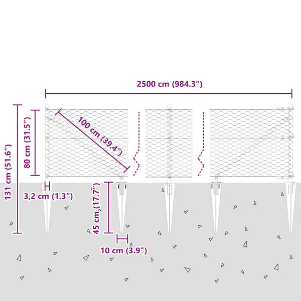 Aita 0.8 m x 25 m harmailla paaluilla