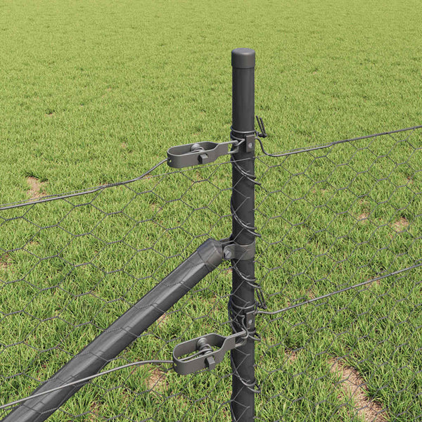 1 x 25 m grauer Zaun mit Pfosten