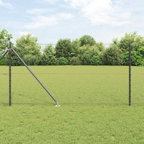 1 x 25 m grauer Zaun mit Pfosten