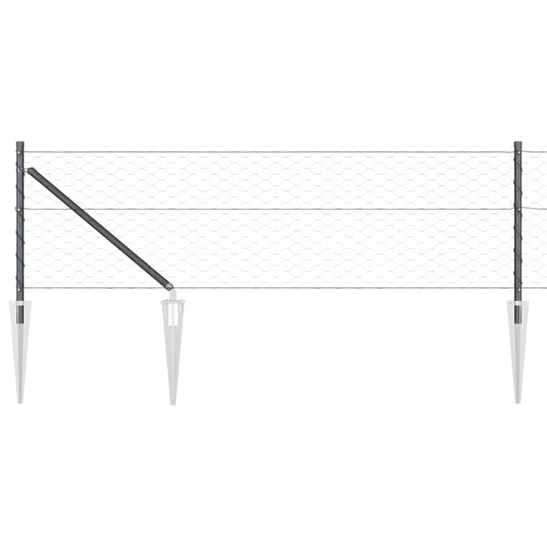 0,6 x 50 m grauer Zaun mit Pfählen