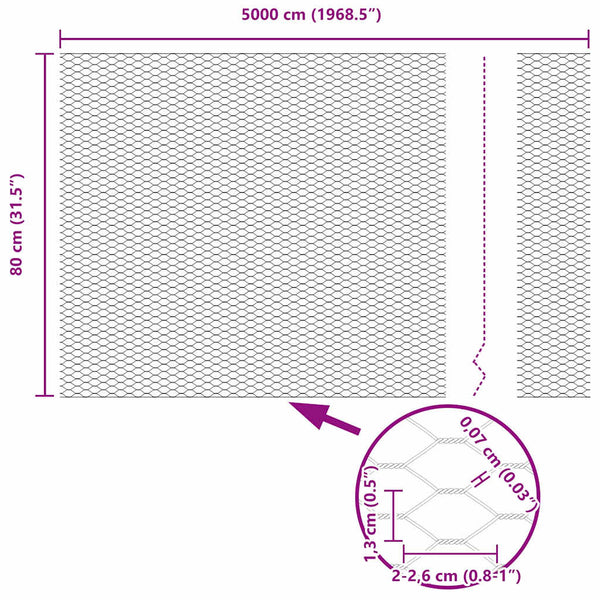 Harmaa aita 0.8 m x 50 m paalujen kanssa