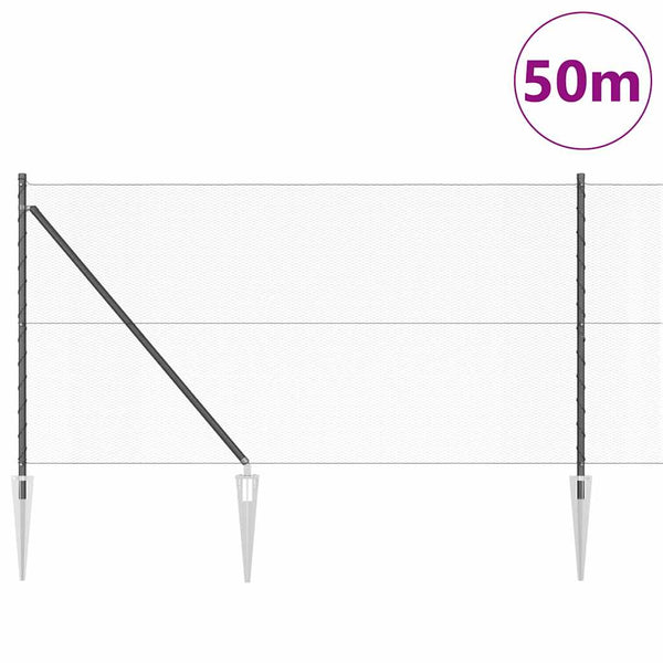 Grauer Zaun mit Pfosten, Maße 1 x 50 m