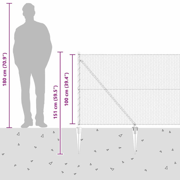 Grauer Zaun, 1 x 50 m und Pfosten