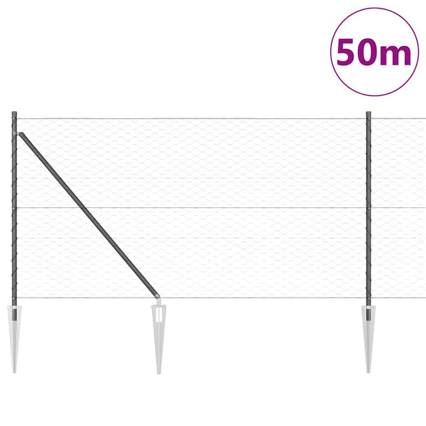 1 x 50 m aita harmaana, paalut mukana
