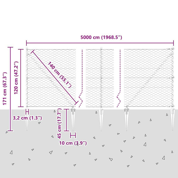 Grauer Pfahlzaun 1,2 x 50 m