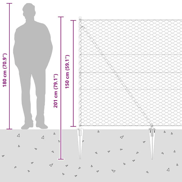Aita 1.5 m x 50 m harmailla paaluilla