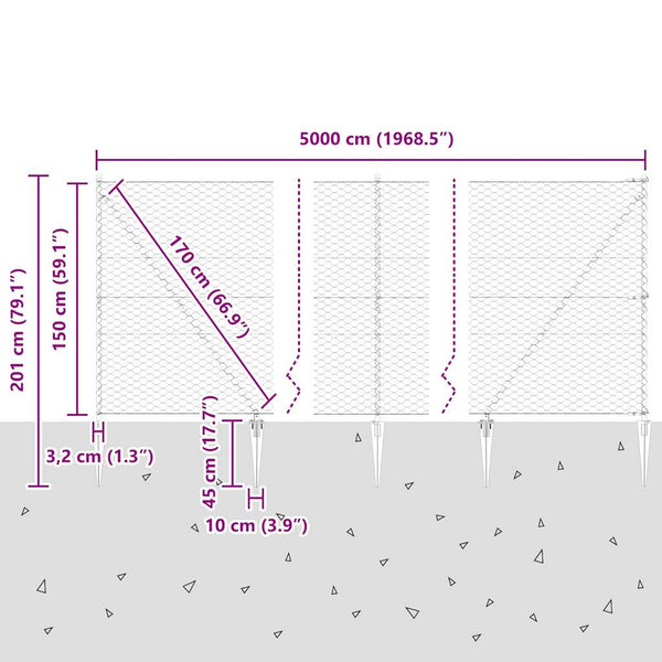 Aita 1.5 m x 50 m harmailla paaluilla