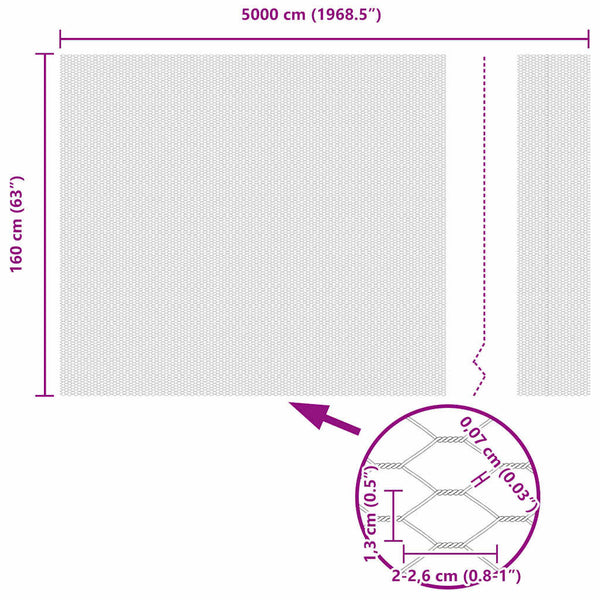 1,6 x 50 m grauer Zaun mit Pfosten