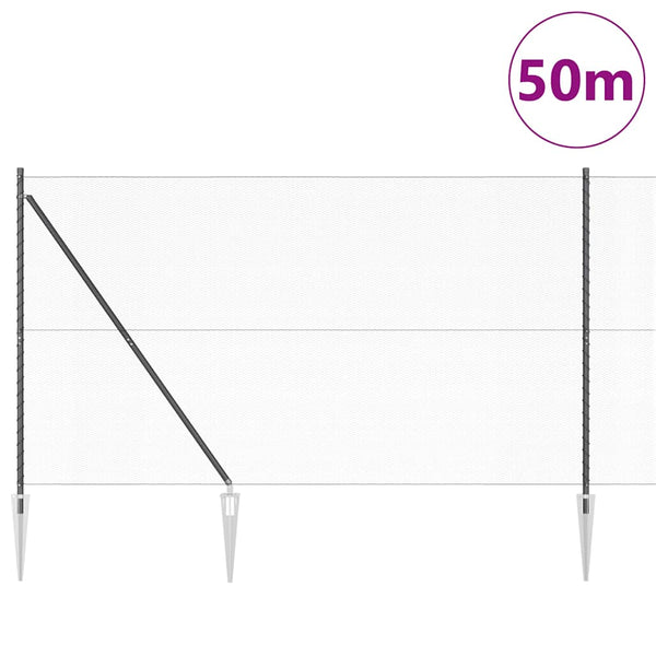 1,6 x 50 m grauer Zaun mit Pfosten
