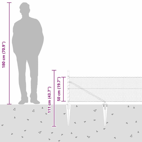 Paalujen kanssa harmaa aita 0.5 x 100 m