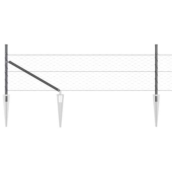 Paalujen kanssa harmaa aita 0.8 x 100 m