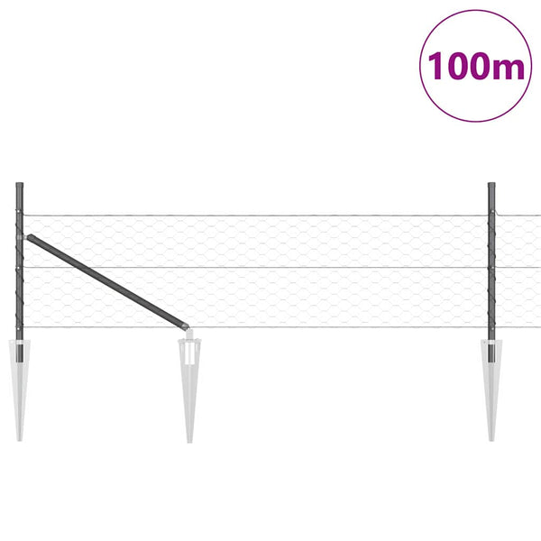 Paalujen kanssa harmaa aita 0.8 x 100 m