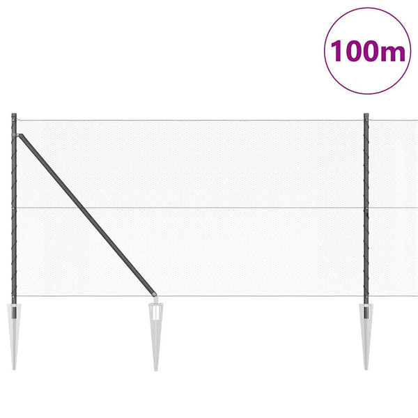 1 x 100 m grauer Zaun mit Pfosten