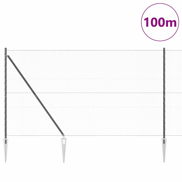 Paalujen kanssa harmaa aita 1.6 x 100 m