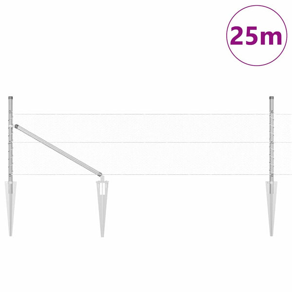 0,4 x 25 m Zaun silber mit Pfählen