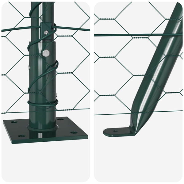 0,5 x 10 m grüner Zaun mit Pfählen