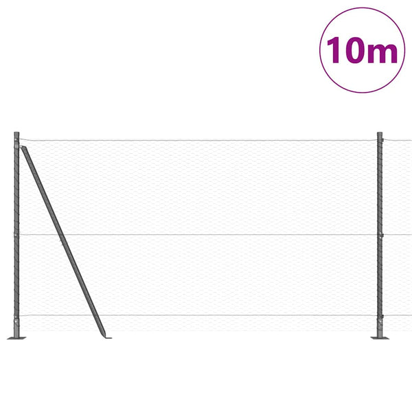 1,2 x 10 m grauer Zaun mit Pfosten