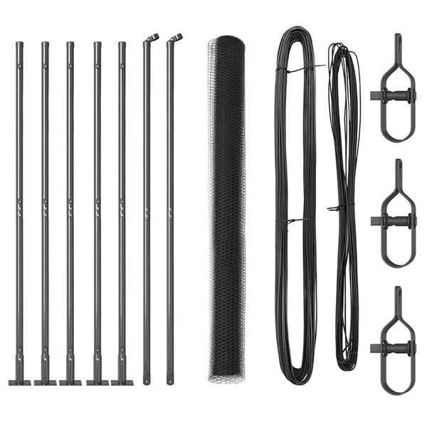 Grauer Zaun mit Pfählen 1,4 x 10 m