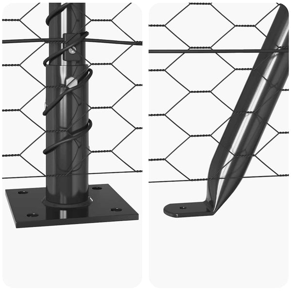 Zaun 0,5 x 25 m mit grauen Pfählen