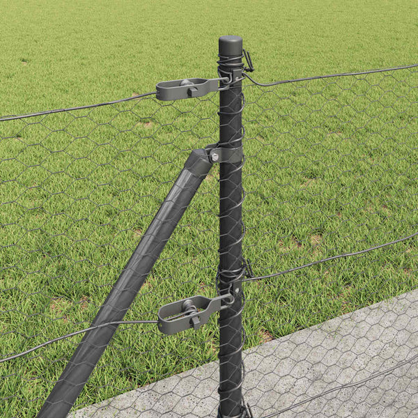 Zaun 0,6 x 25 m mit grauen Pfählen
