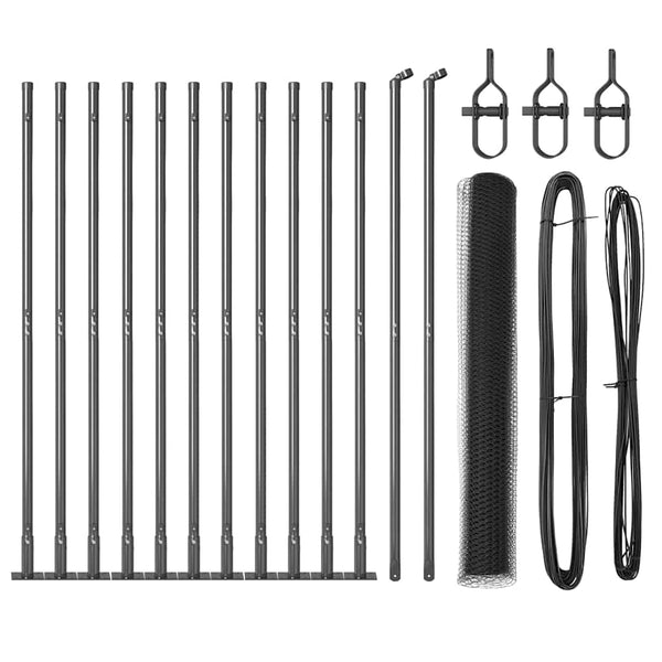 Zaun 1 x 25 m mit Pfählen Grau
