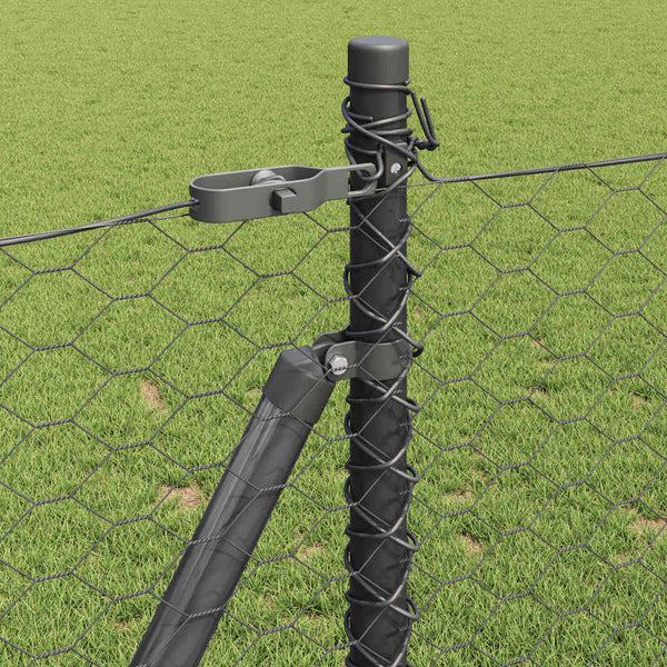 1 x 25 m Zaun mit Pfosten Grau