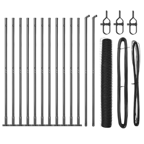 1 x 25 m Zaun mit Pfosten Grau