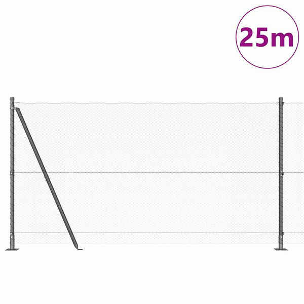 1,2 x 25 m Zaun mit grauen Pfählen