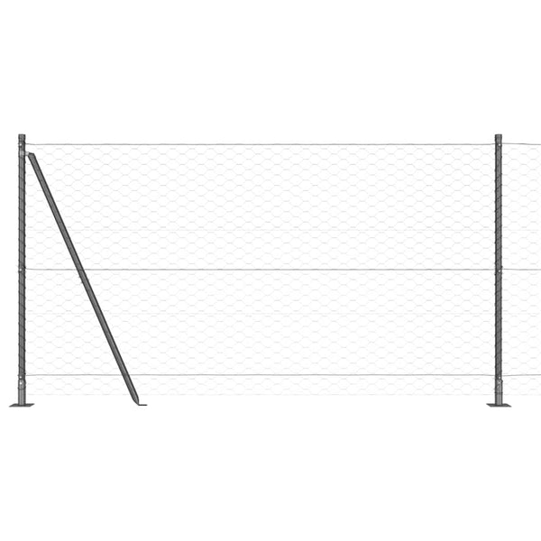 1,2 x 25 m grauer Zaun mit Pfählen