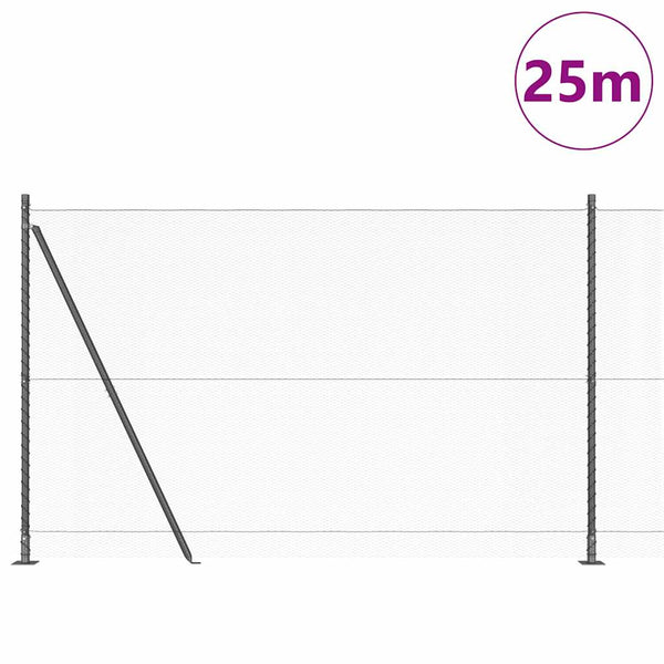 Grauer Zaun mit Pfosten 1,6 x 25 m