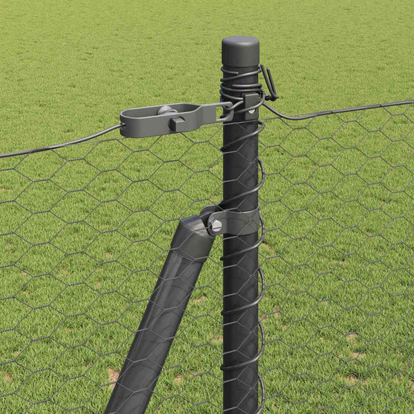 1,6 x 25 m grauer Zaun mit Pfählen