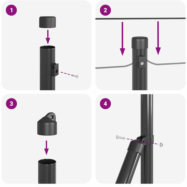 Aita 1 x 100 m paalujen kanssa harmaa