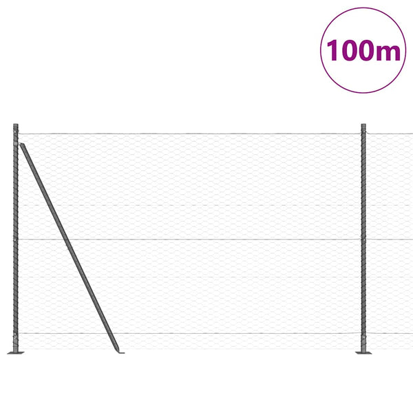 Grauer Zaun mit Pfählen 1,6 x 100 m