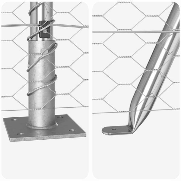 0,5 x 50 m Zaun mit Pfählen, Silber