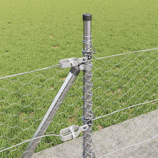0,5 x 50 m Zaun mit Pfählen, Silber