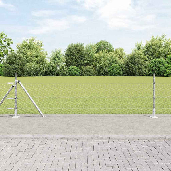 0,5 x 50 m Zaun mit Pfählen, Silber