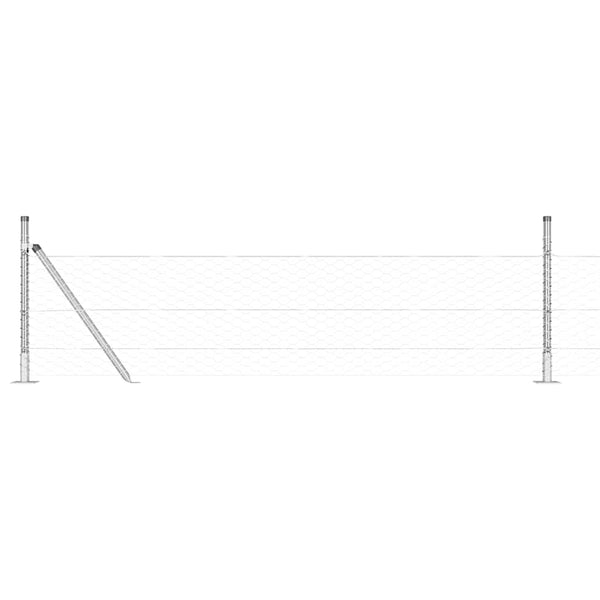 0,5 x 50 m Zaun mit Pfählen, Silber