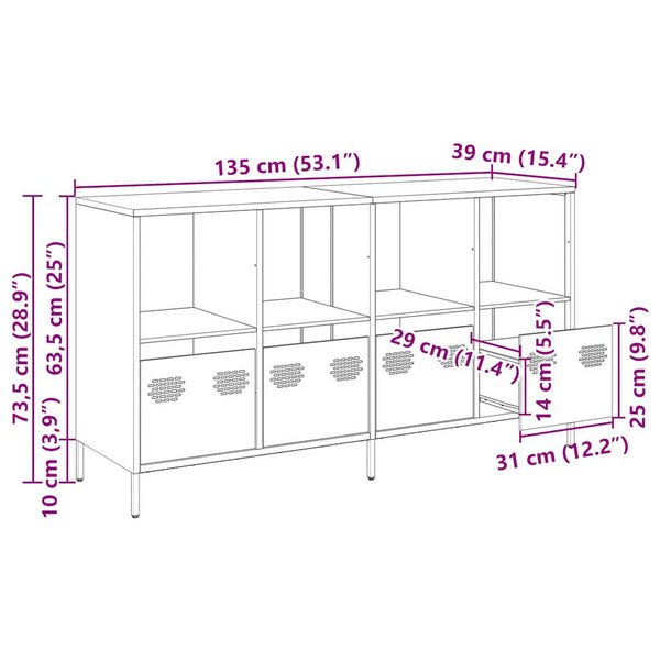Pinkki senkki Madalyn 135x39x73,5cm (kylmävalssattu teräs)