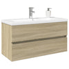 Badezimmer-Set Fl (2-teilig, Keramik und Holz)