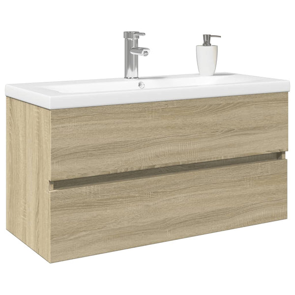 Badezimmer-Set Fl (2-teilig, Keramik und Holz)