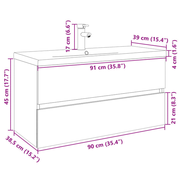 Badezimmer-Set Fl (2-teilig, Keramik und Holz)