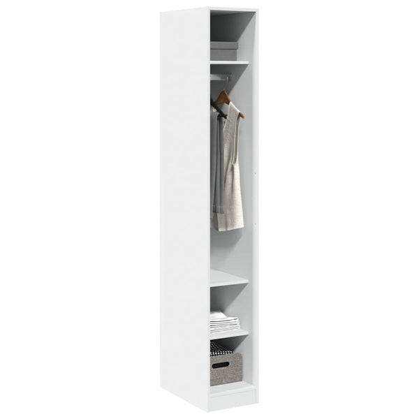 Hat einen weißen Kleiderschrank 30x50x200cm (Holz)
