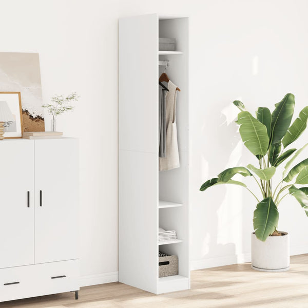 Hat einen weißen Kleiderschrank 30x50x200cm (Holz)