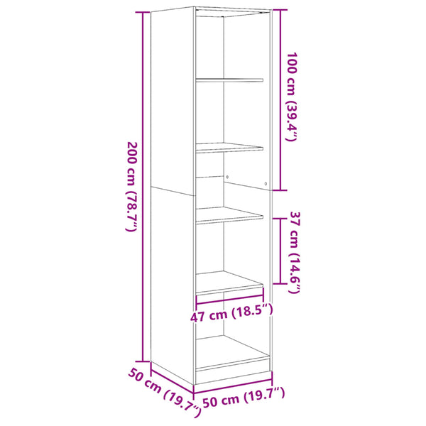 Onal vaatekaappi savutammesta 50x50x200cm (puinen)