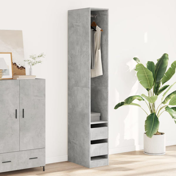 Kleiderschrank Onal in Betongrau, Maße 30x50x200cm (Spanplatte)