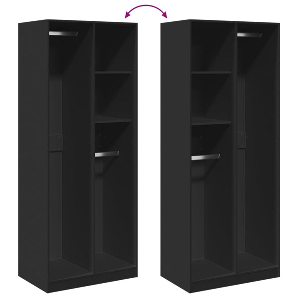Kleiderschrank Onal, Holz, schwarz, Maße 80x50x200cm