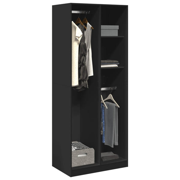 Kleiderschrank Onal, Holz, schwarz, Maße 80x50x200cm