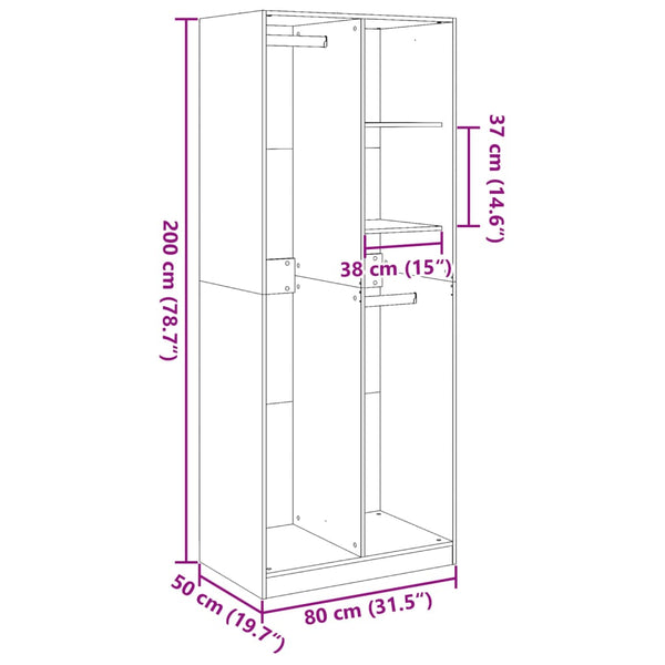 Grauer Onal-Kleiderschrank 80x50x200cm (Holz)