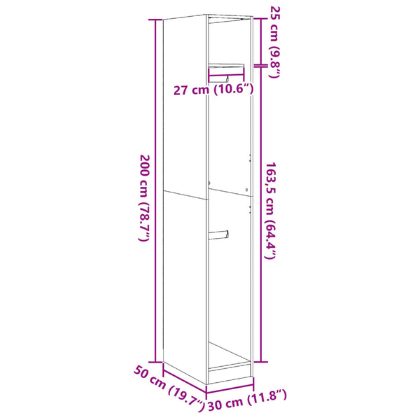 Kleiderschrank Onal weiß 30x50x200cm (Holz)