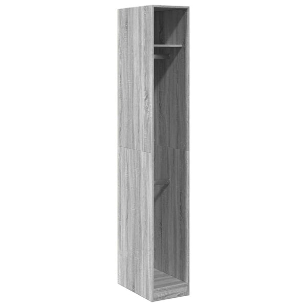 Ein grauer Holzschrank 30x50x200cm
